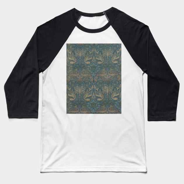 Peacock and Dragon by William Morris Baseball T-Shirt by MasterpieceCafe